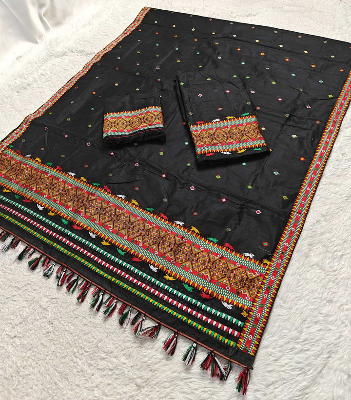 Ready-To-Wear Multi-Dhaga Work AC Cotton* Mekhela Sador