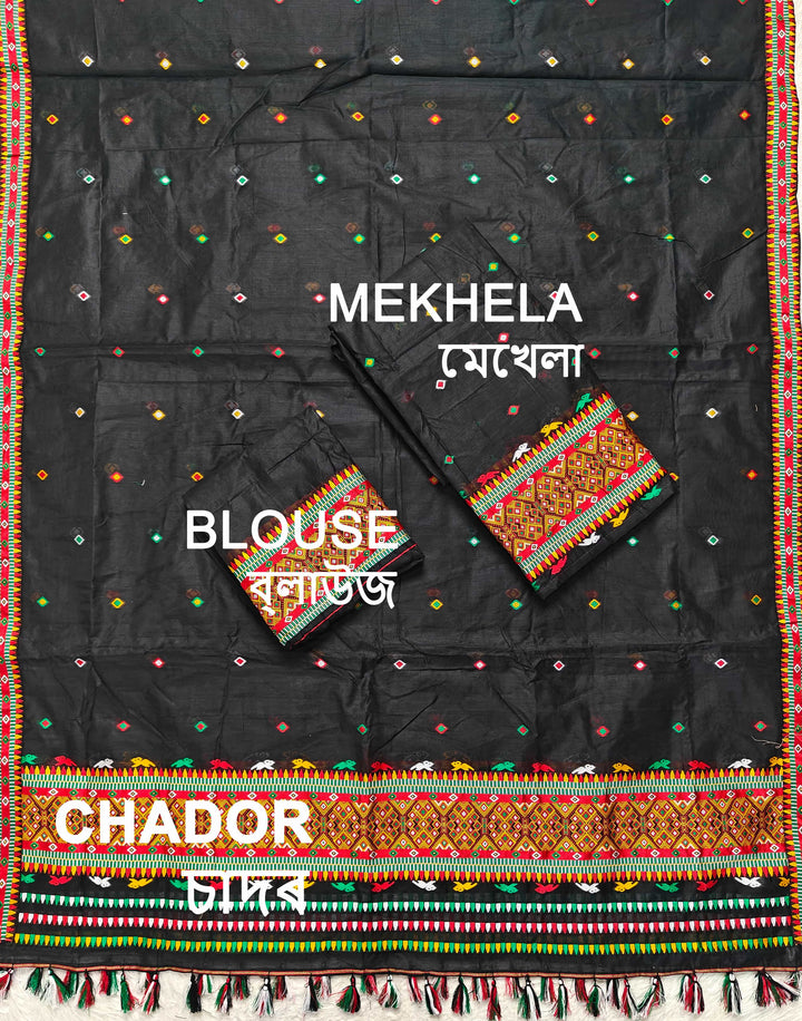 Ready-To-Wear Multi-Dhaga Work AC Cotton* Mekhela Sador