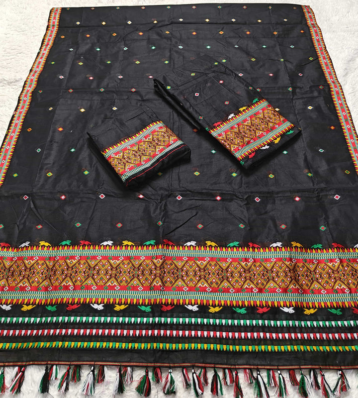 Ready-To-Wear Multi-Dhaga Work AC Cotton* Mekhela Sador