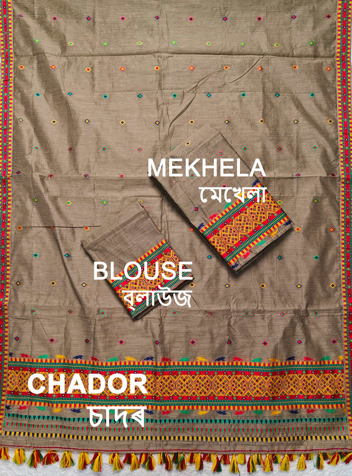 Ready-To-Wear Multi-Dhaga Work AC Cotton* Mekhela Sador