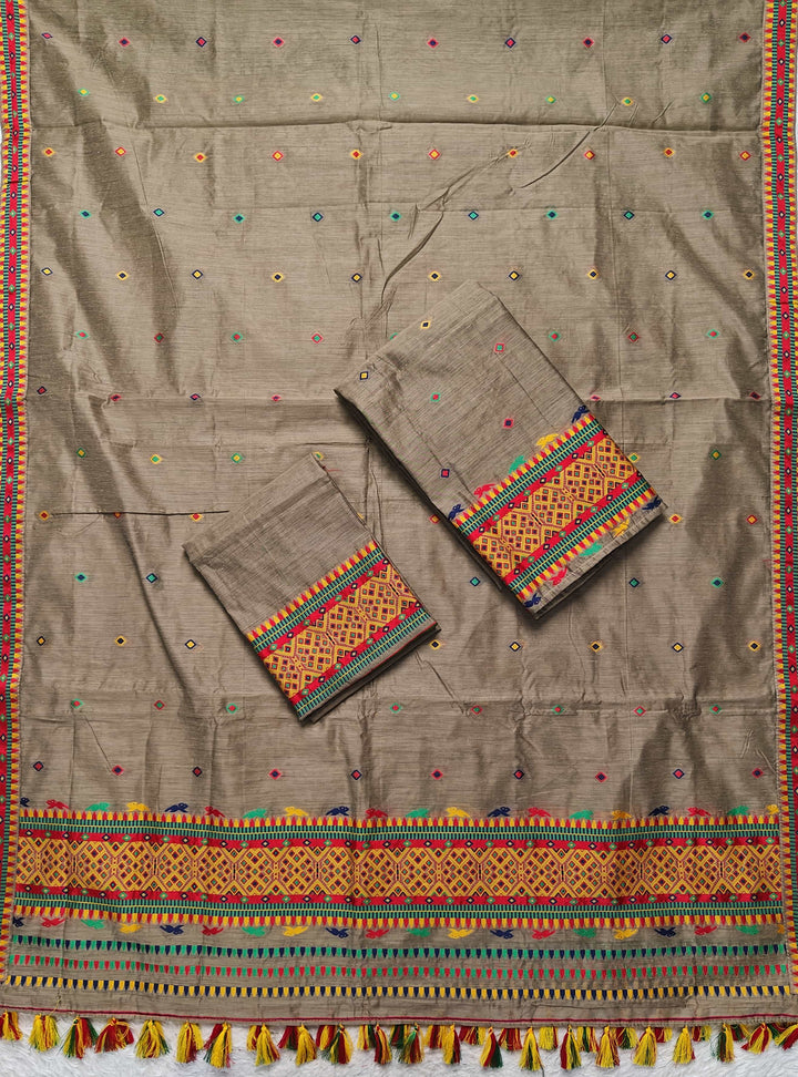 Ready-To-Wear Multi-Dhaga Work AC Cotton* Mekhela Sador