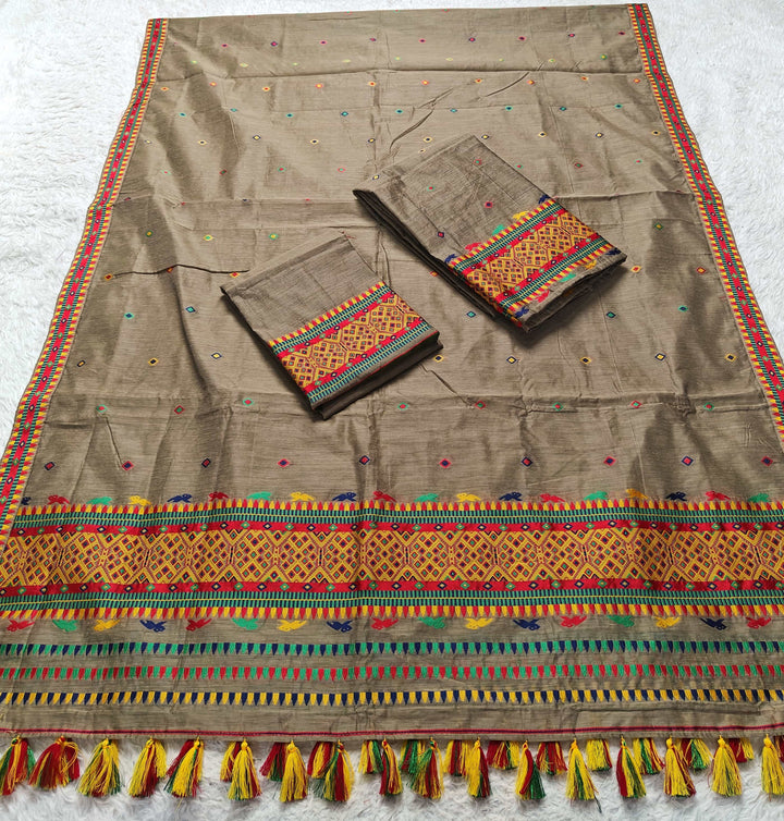 Ready-To-Wear Multi-Dhaga Work AC Cotton* Mekhela Sador