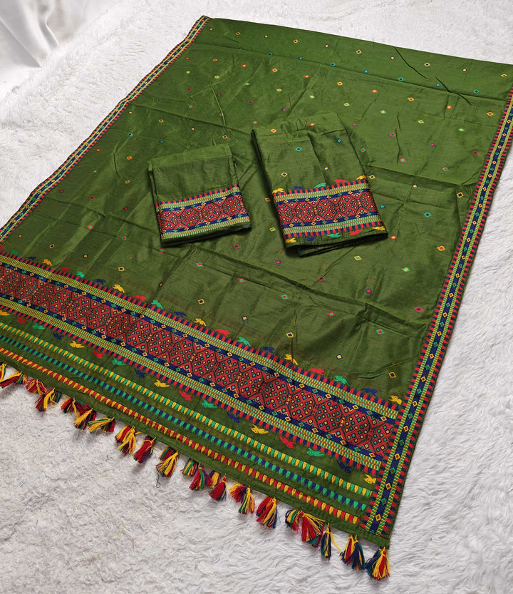 Ready-To-Wear Multi-Dhaga Work AC Cotton* Mekhela Sador