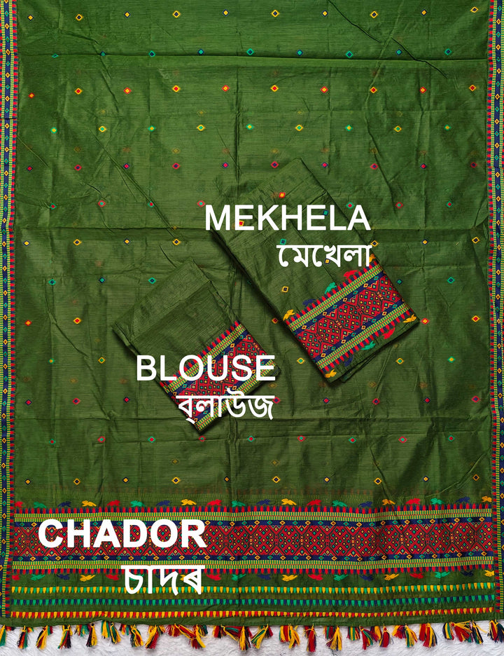Ready-To-Wear Multi-Dhaga Work AC Cotton* Mekhela Sador