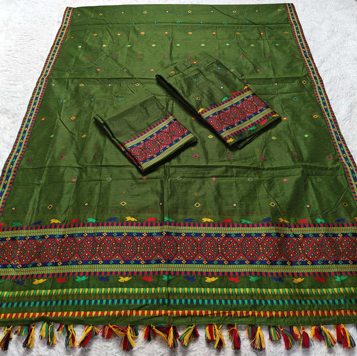 Ready-To-Wear Multi-Dhaga Work AC Cotton* Mekhela Sador