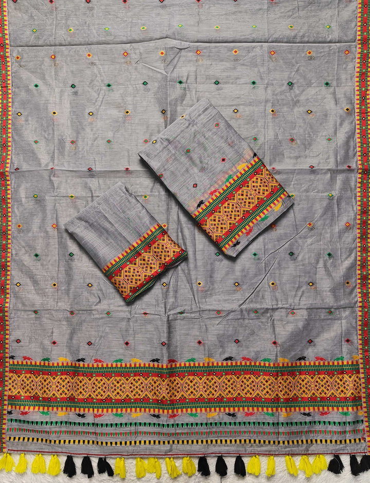 Ready-To-Wear Multi-Dhaga Work AC Cotton* Mekhela Sador