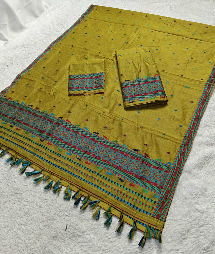 Ready-To-Wear Multi-Dhaga Work AC Cotton* Mekhela Sador