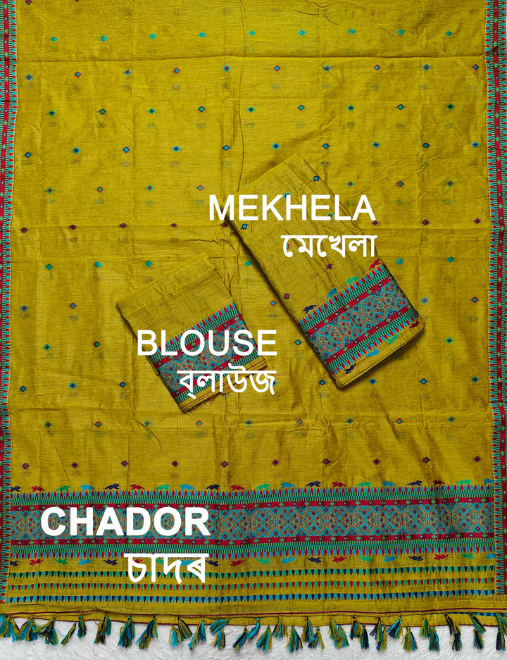 Ready-To-Wear Multi-Dhaga Work AC Cotton* Mekhela Sador