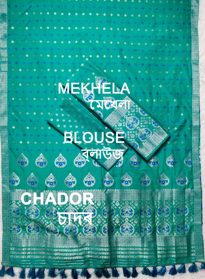 Ready-To-Wear Silver Jari Super Cotton* Mekhela Sador