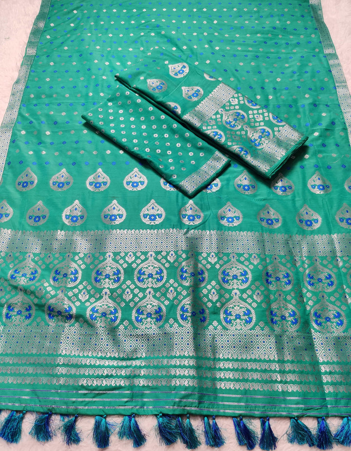 Ready-To-Wear Silver Jari Super Cotton* Mekhela Sador