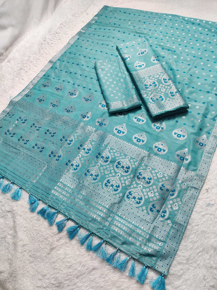 Ready-To-Wear Silver Jari Super Cotton* Mekhela Sador