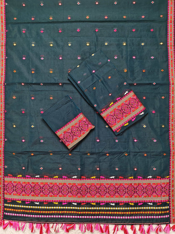 Ready-To-Wear Multi-Dhaga Work AC Cotton* Mekhela Sador