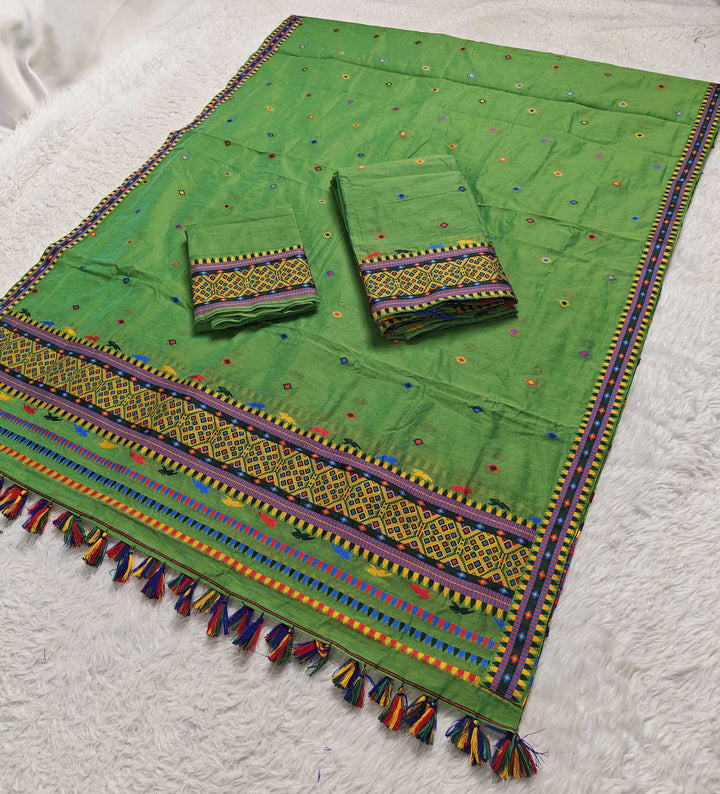 Ready-To-Wear Multi-Dhaga Work AC Cotton* Mekhela Sador