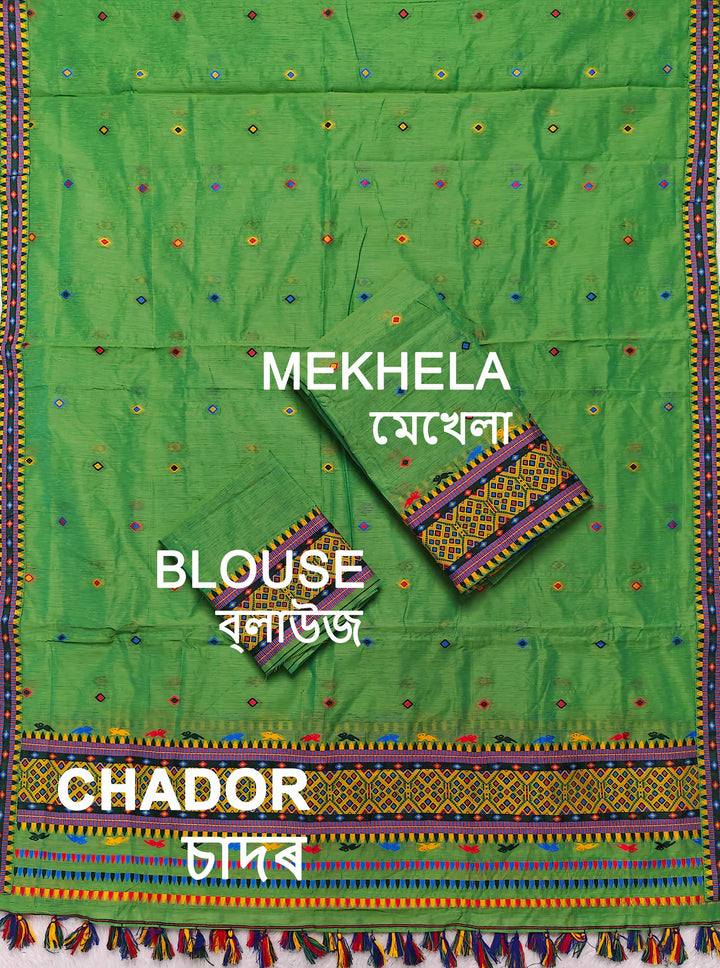 Ready-To-Wear Multi-Dhaga Work AC Cotton* Mekhela Sador