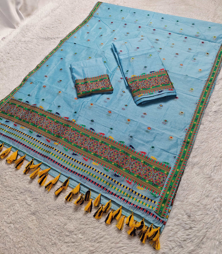 Ready-To-Wear Multi-Dhaga Work AC Cotton* Mekhela Sador