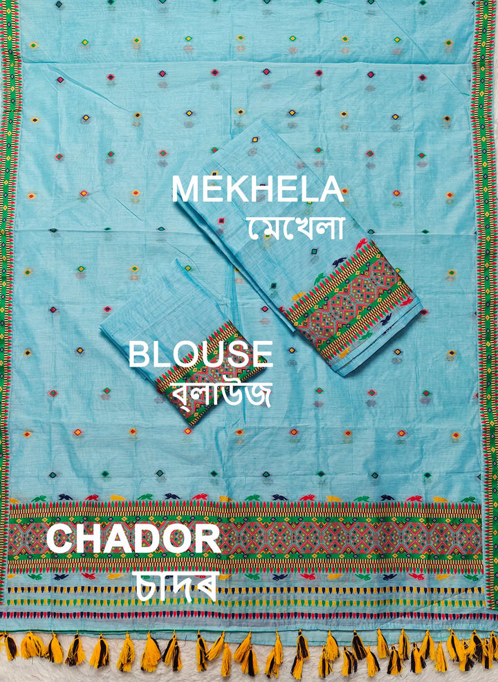 Ready-To-Wear Multi-Dhaga Work AC Cotton* Mekhela Sador