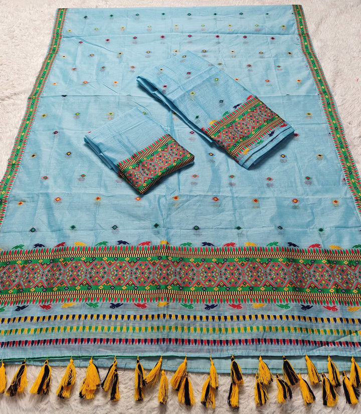 Ready-To-Wear Multi-Dhaga Work AC Cotton* Mekhela Sador