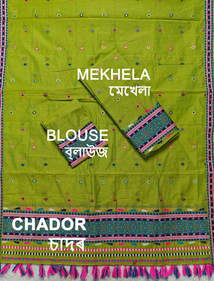 Ready-To-Wear Multi-Dhaga Work AC Cotton* Mekhela Sador
