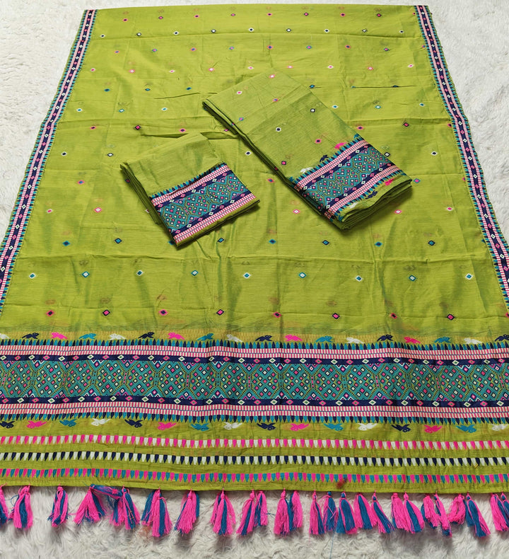 Ready-To-Wear Multi-Dhaga Work AC Cotton* Mekhela Sador