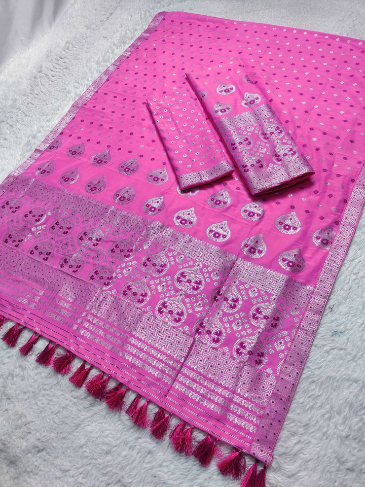 Ready-To-Wear Silver Jari Super Cotton* Mekhela Sador