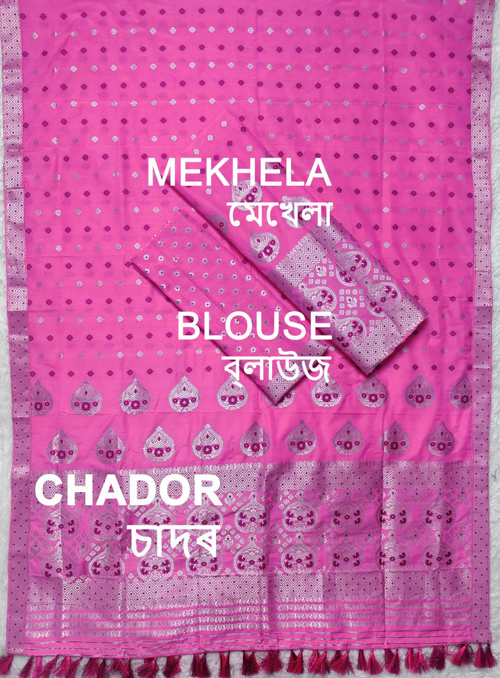 Ready-To-Wear Silver Jari Super Cotton* Mekhela Sador
