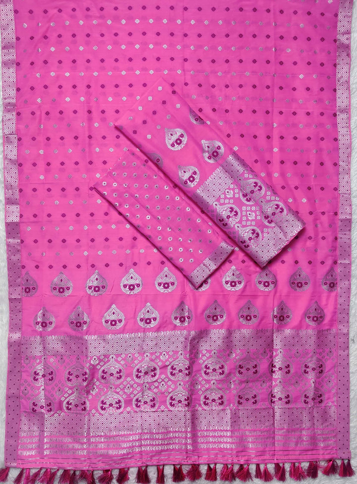 Ready-To-Wear Silver Jari Super Cotton* Mekhela Sador