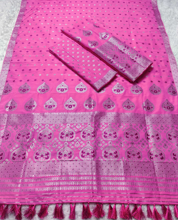 Ready-To-Wear Silver Jari Super Cotton* Mekhela Sador