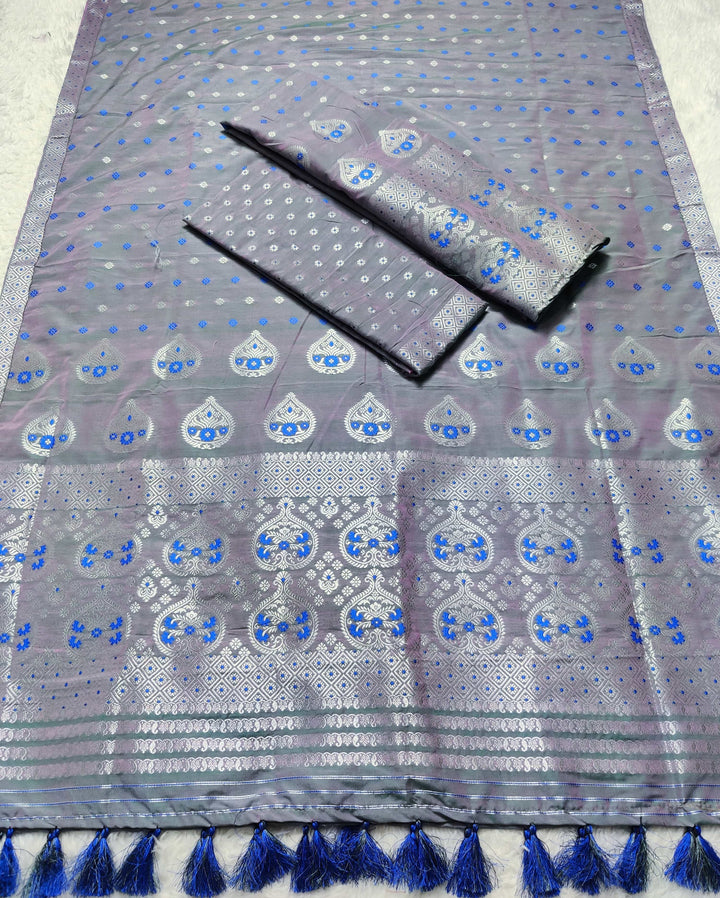Ready-To-Wear Silver Jari Super Cotton* Mekhela Sador