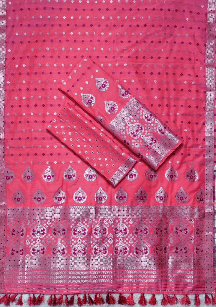 Ready-To-Wear Silver Jari Super Cotton* Mekhela Sador
