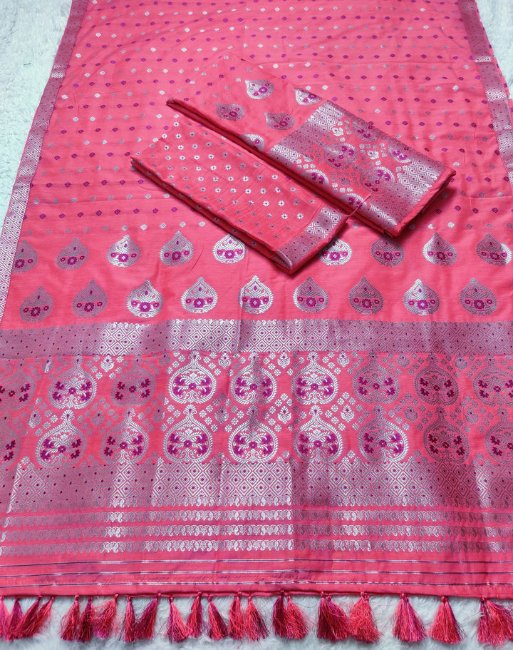 Ready-To-Wear Silver Jari Super Cotton* Mekhela Sador