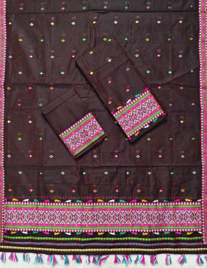 Ready-To-Wear Multi-Dhaga Work AC Cotton* Mekhela Sador
