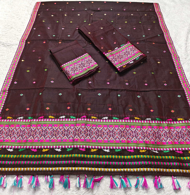 Ready-To-Wear Multi-Dhaga Work AC Cotton* Mekhela Sador
