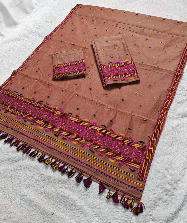 Ready-To-Wear Multi-Dhaga Work AC Cotton* Mekhela Sador