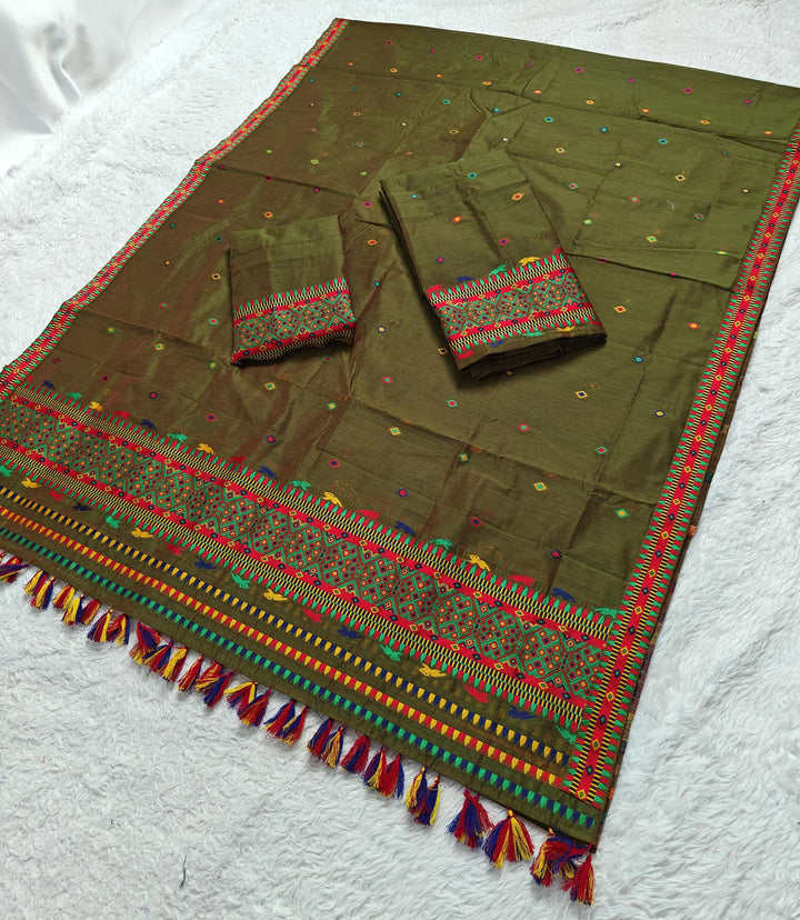 Ready-To-Wear Multi-Dhaga Work AC Cotton* Mekhela Sador