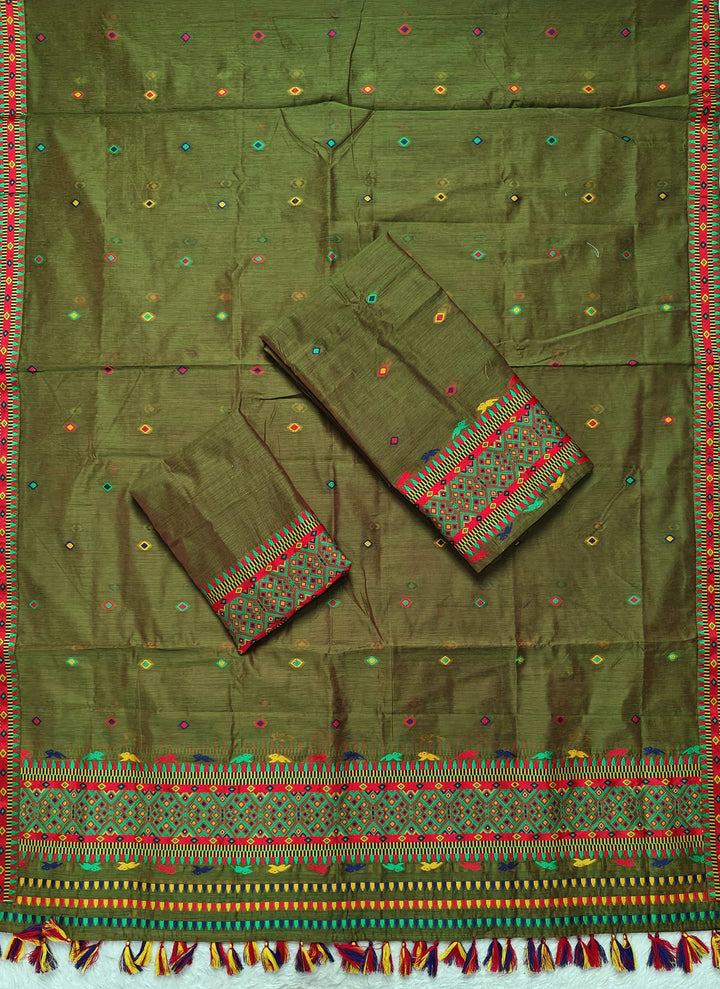 Ready-To-Wear Multi-Dhaga Work AC Cotton* Mekhela Sador