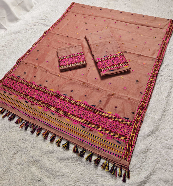Ready-To-Wear Multi-Dhaga Work AC Cotton* Mekhela Sador