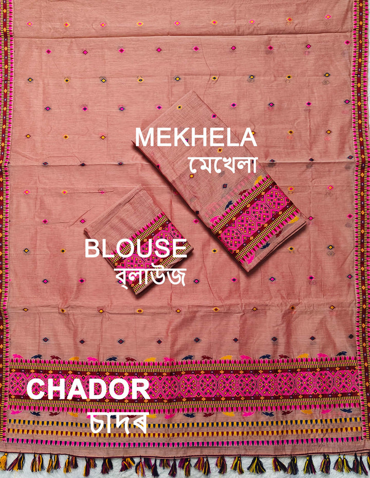Ready-To-Wear Multi-Dhaga Work AC Cotton* Mekhela Sador