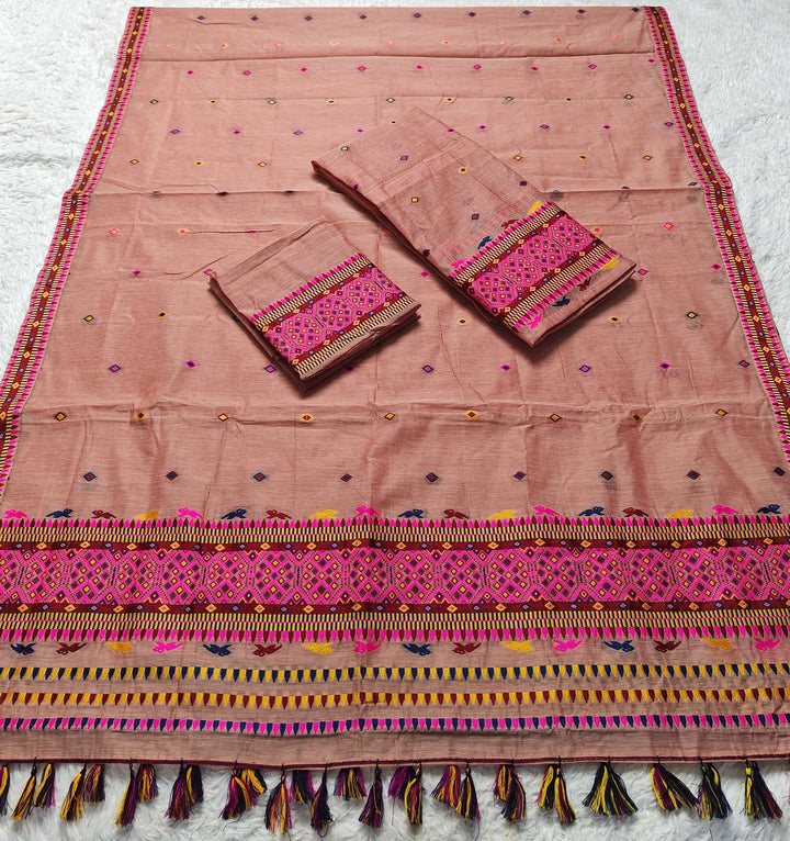 Ready-To-Wear Multi-Dhaga Work AC Cotton* Mekhela Sador