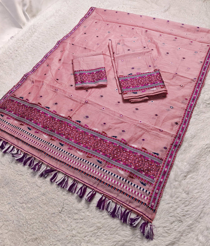 Ready-To-Wear Multi-Dhaga Work AC Cotton* Mekhela Sador