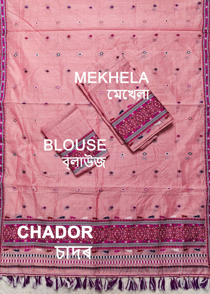Ready-To-Wear Multi-Dhaga Work AC Cotton* Mekhela Sador