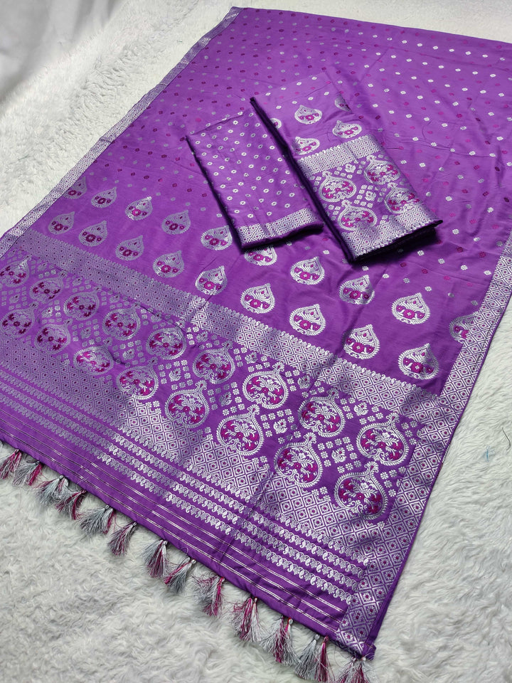 Ready-To-Wear Silver Jari Super Cotton* Mekhela Sador
