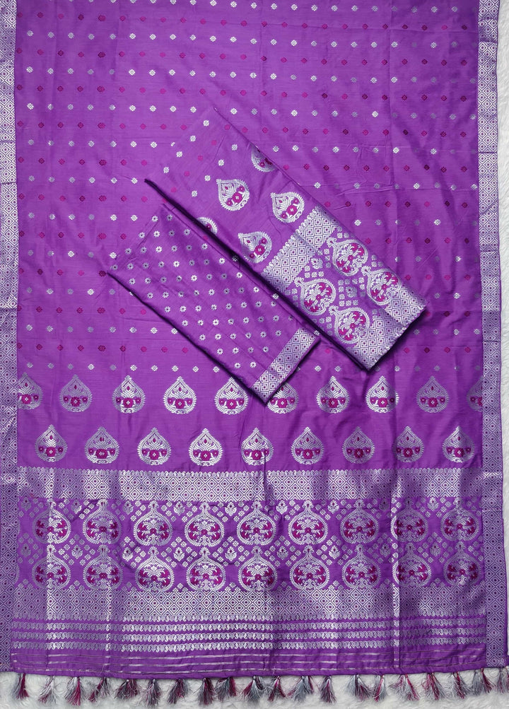 Ready-To-Wear Silver Jari Super Cotton* Mekhela Sador