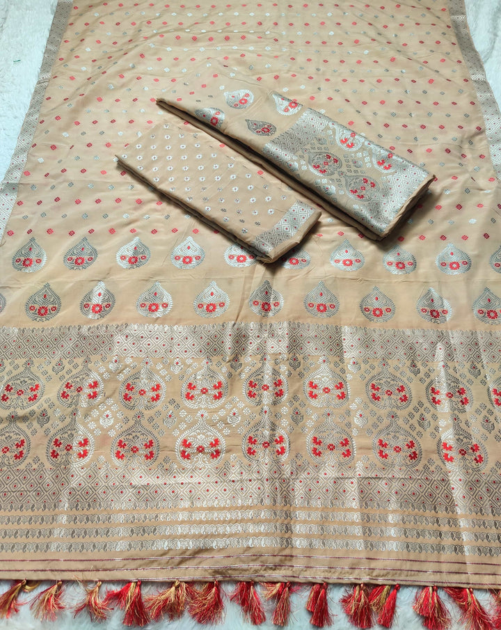 Ready-To-Wear Silver Jari Super Cotton* Mekhela Sador