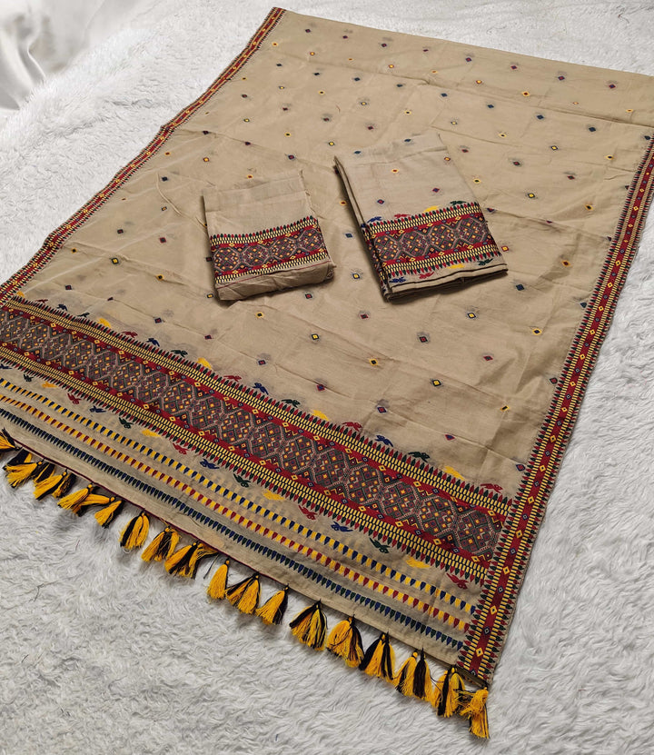 Ready-To-Wear Multi-Dhaga Work AC Cotton* Mekhela Sador