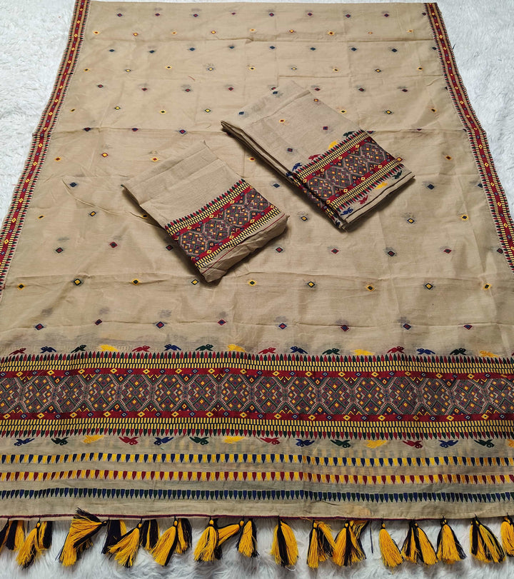 Ready-To-Wear Multi-Dhaga Work AC Cotton* Mekhela Sador