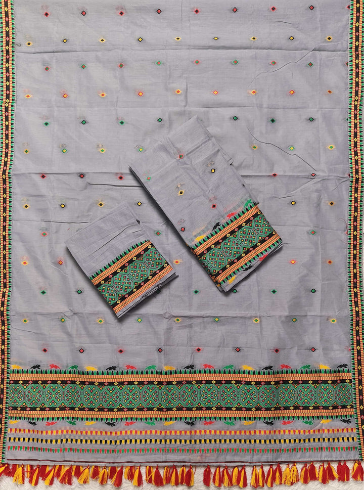 Ready-To-Wear Multi-Dhaga Work AC Cotton* Mekhela Sador