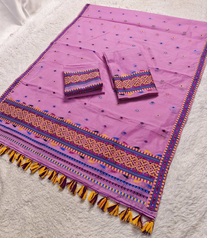 Ready-To-Wear Multi-Dhaga Work AC Cotton* Mekhela Sador