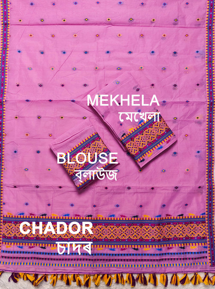 Ready-To-Wear Multi-Dhaga Work AC Cotton* Mekhela Sador
