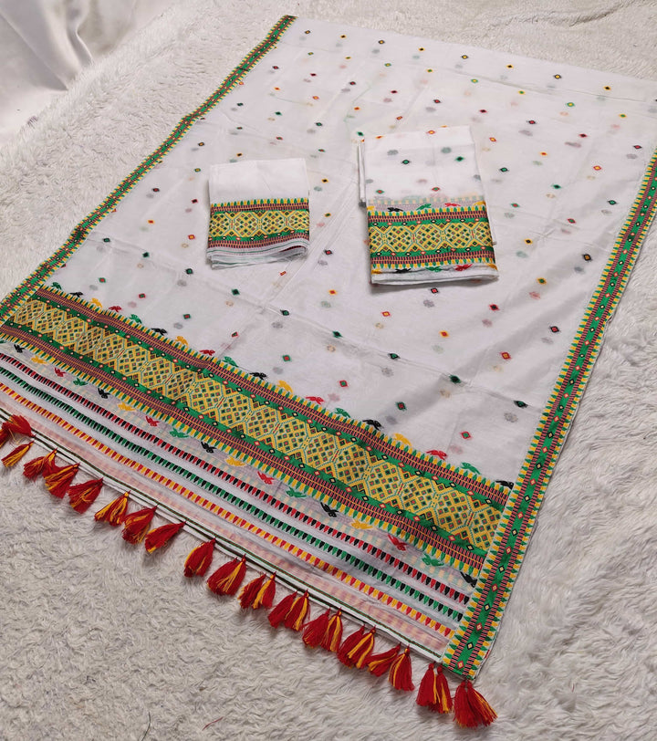 Ready-To-Wear Multi-Dhaga Work AC Cotton* Mekhela Sador