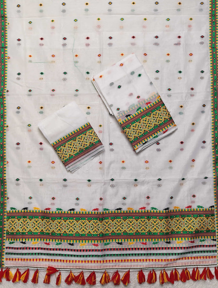 Ready-To-Wear Multi-Dhaga Work AC Cotton* Mekhela Sador